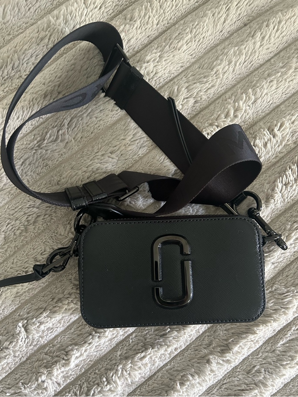 Marc Jacobs The Snapshot DTM All Black Saffiano Leather Crossbody | Retail $325